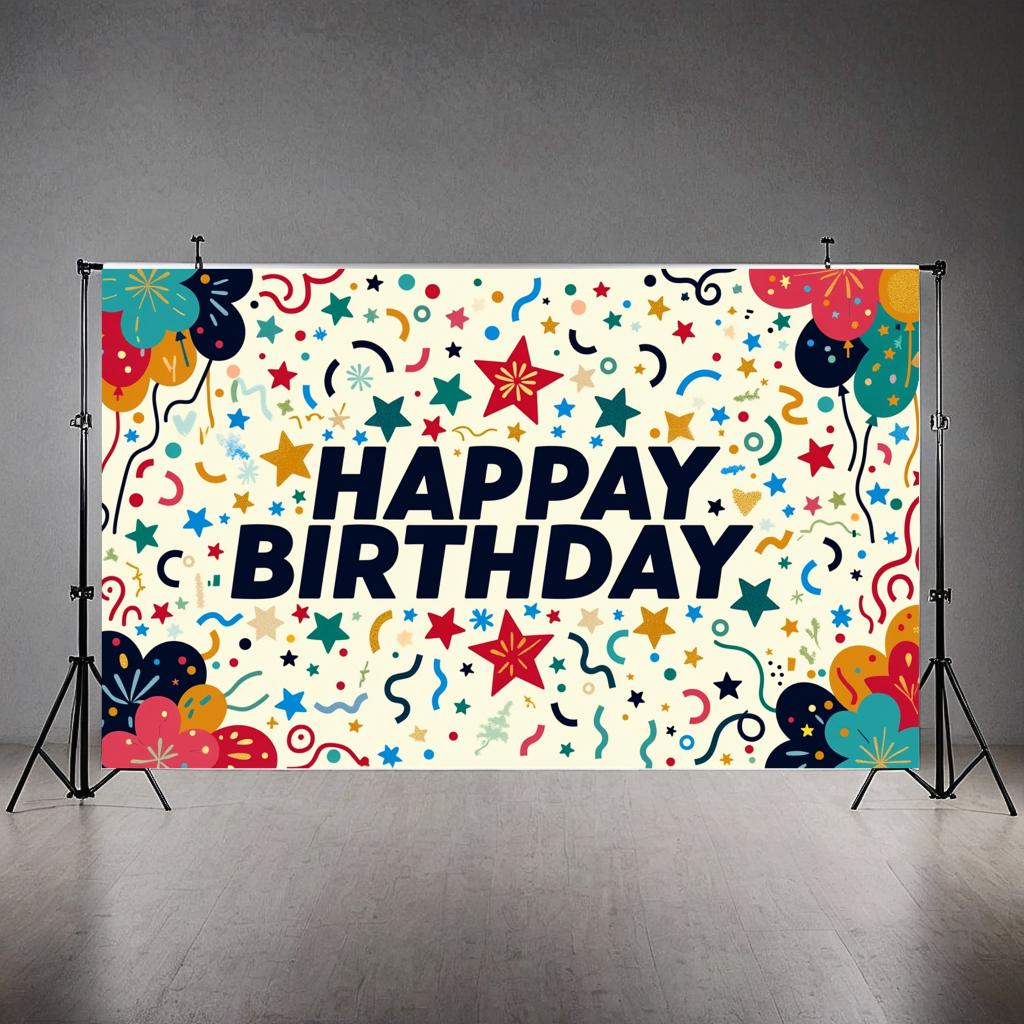 Vibrant Party Background Happy Festive Starry Event Decor Anniversary Birthday Backdrop for Party Decoration
