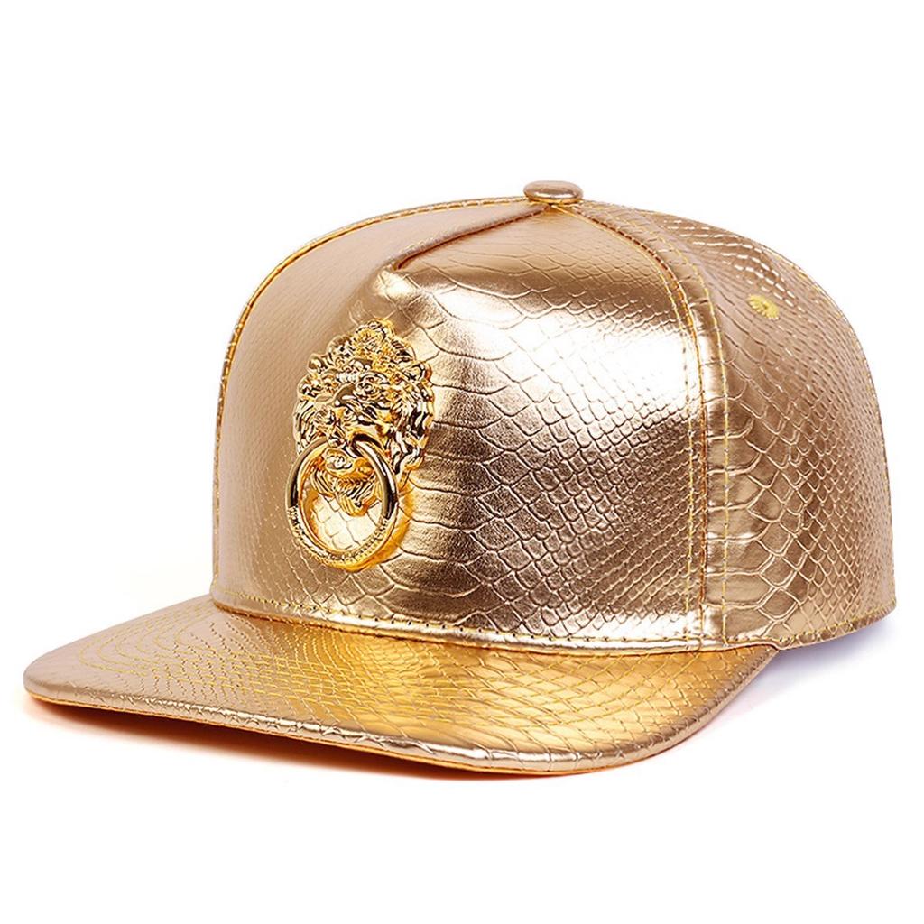 Big Size Crocodile Leatherpattern Baseball Cap Unisex Adjustable Trend Hip Hop Style Cross Skull Flat Brim Duck Tongue Hat