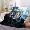 1Pc Attack Titan Emblem Flannel Blanket, Soft And Comfortable, Casual Warm, Camping Travel, Christmas, Halloween Xmas Gift El139