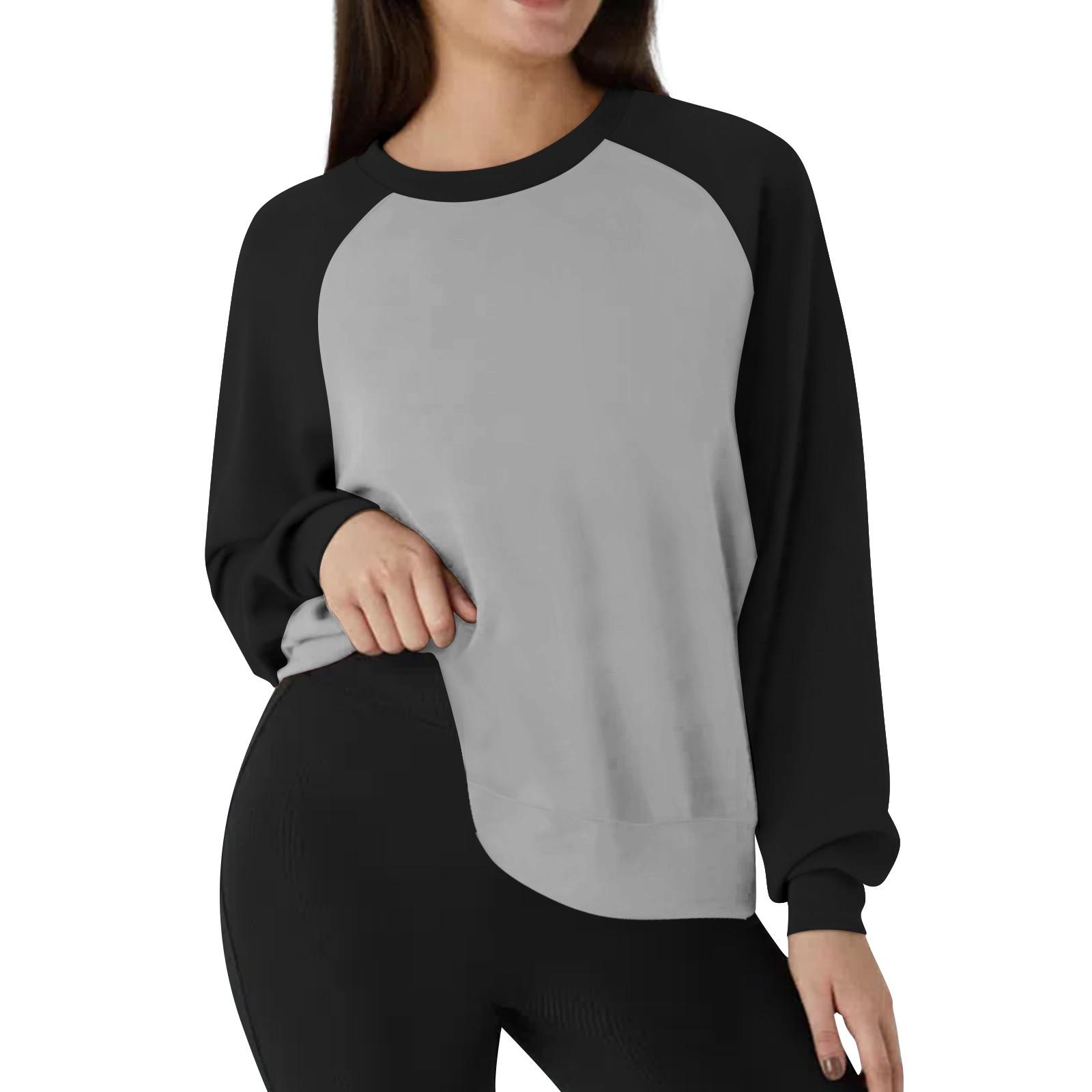 Женская повседневная свободная толстовка-пуловер, однотонная толстовка с длинными рукавами L чёрный