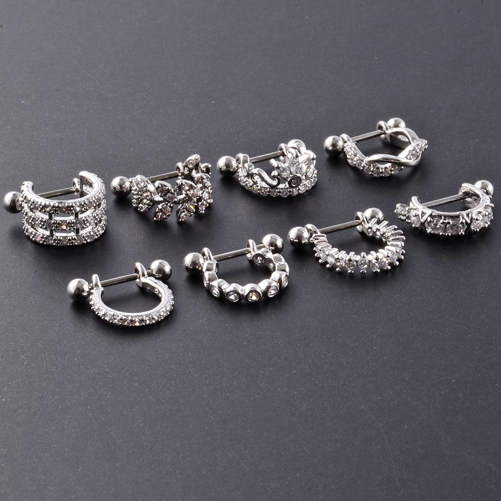 1pc Ear Tragus Cartilage Ring Stainless Steel Barbell With Cz Hoop Cartilage Cuff piercing Helix Daith Rook Lobe Earrings