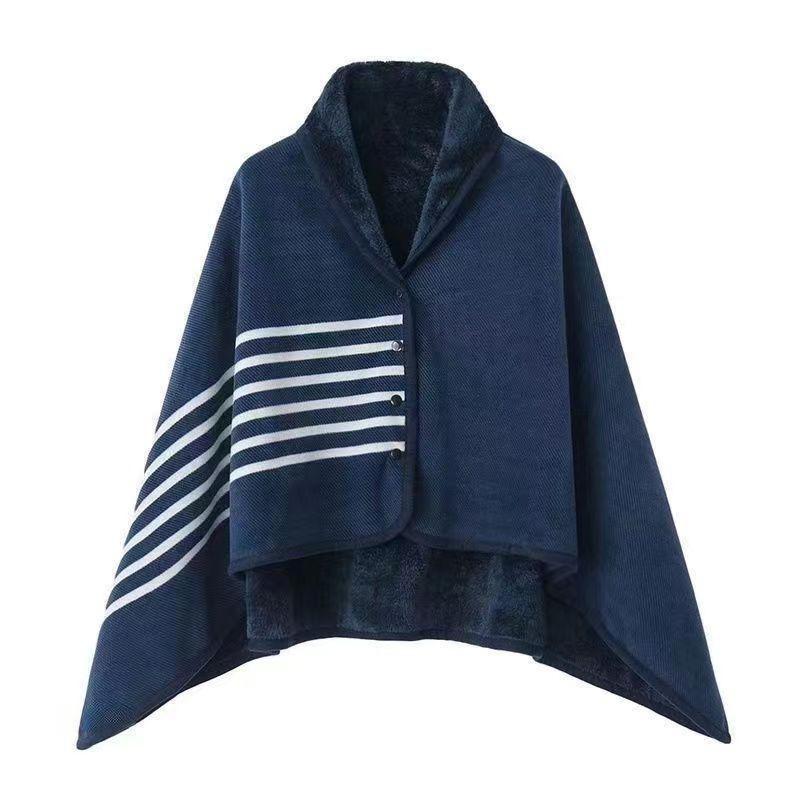 1PC Wearable Blanket Shawl Blanket Flannel Lazy Casual Office Blanket Retro Grid Stripes Warm Blanket For Winter 80×135cm