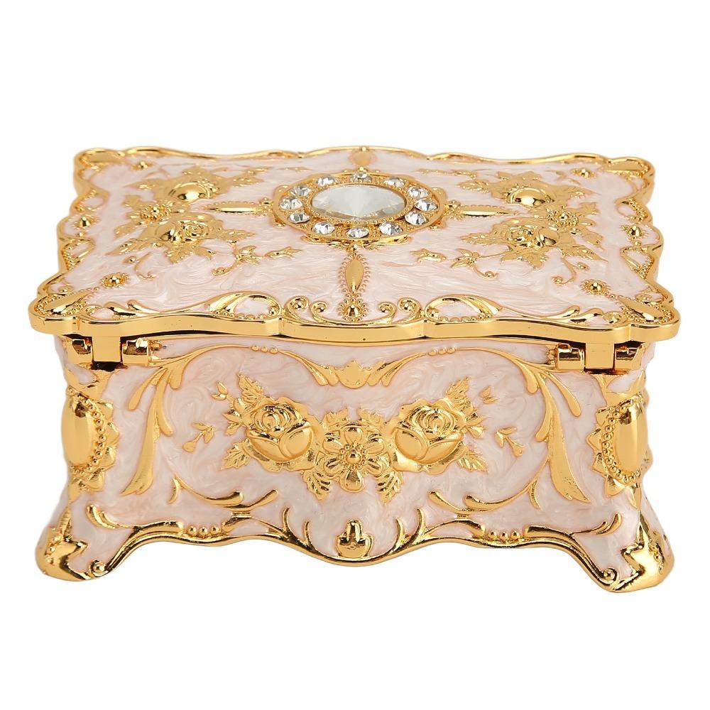 Metall Emaille Schmuckschatulle Gold Rot Schatzkiste Schmuckorganizer Edelstein Aufbewahrungsschale