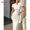 Elegant Summer Dress For Women With Spliced Design And High Waist For Casual Wear