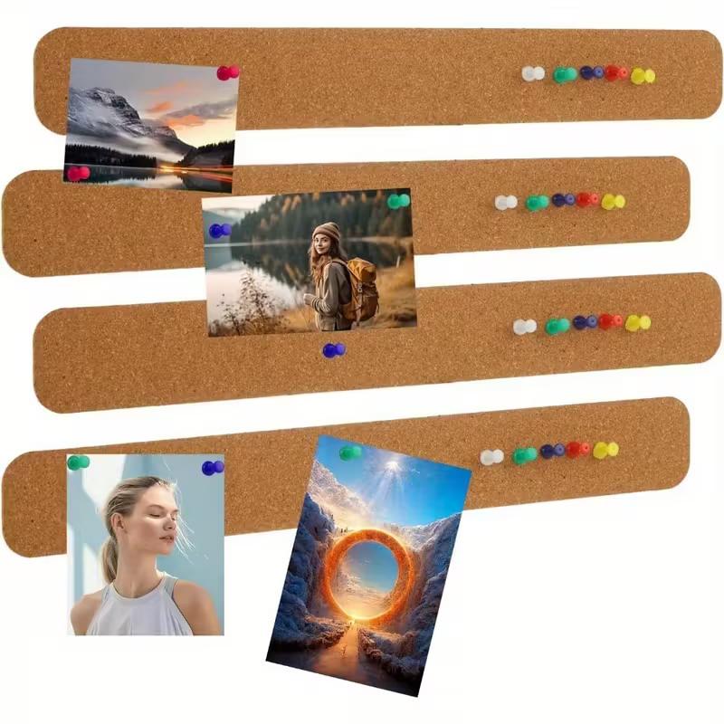 2/4 Stück Selbstklebende Korkstreifen Wandorganizer Pinnstreifen Memoboard Fotoanzeige Heim-Büro-Dekor