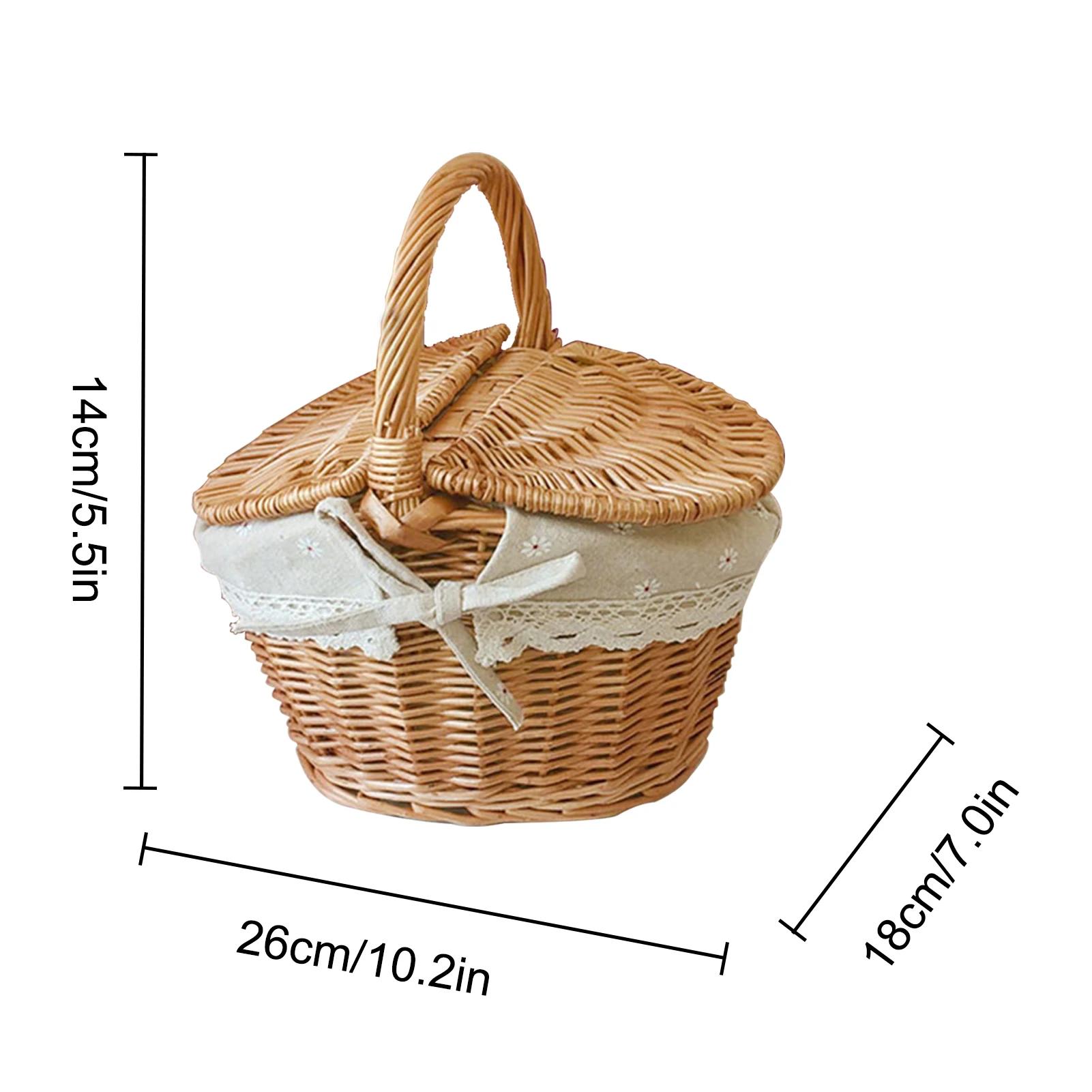 

Корзина для хранения вещей для пикника на открытом воздухе, плетеная вручную корзина для хранения вещей, ящик для хранения хлеба, фруктов, завтрака, цветов, кухонный органайзер