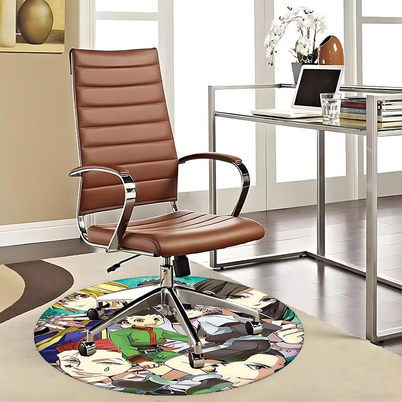 1pc Hunter X Hunter Anime Characters Round Carpet - Office Chair Mat, Non-Slip Rug for Home Decor, Living Room