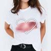 Glanzende Rode Liefdeshart Print T-shirt Dames Oversized Casual Los T-shirt Streetwear Dagelijkse Mode Top Duurzaam Grote Maten Blouse