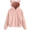 Winter Korean Fashion Bear Ears Cute Loose Hoodie Fluffy Hooded Warm Sweatshirt Long Sleeve Top Solid Pullover Clothes For Women