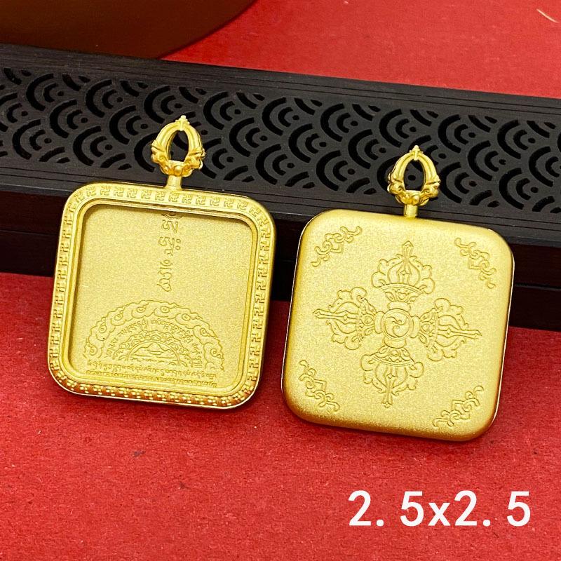 Tibetan Thangka Gold Necklace: Non-fading, Waterproof GAU Box Pendant, Multi-size Options