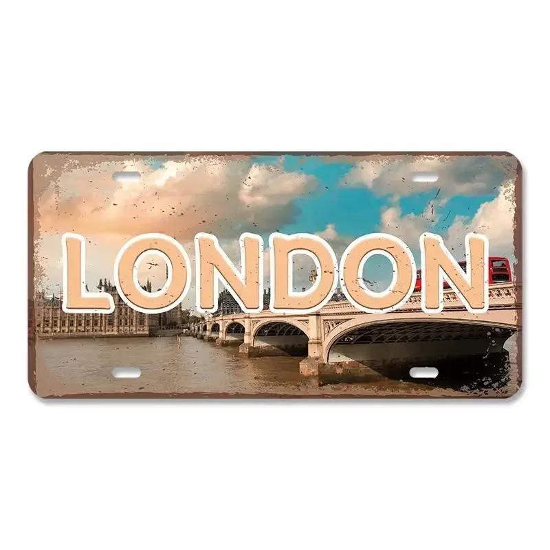Vintage Metal Tin Signs Decors Country Capital City License Plate Retro America France Brazil Turkey Metal Posters Cafe Club Bar