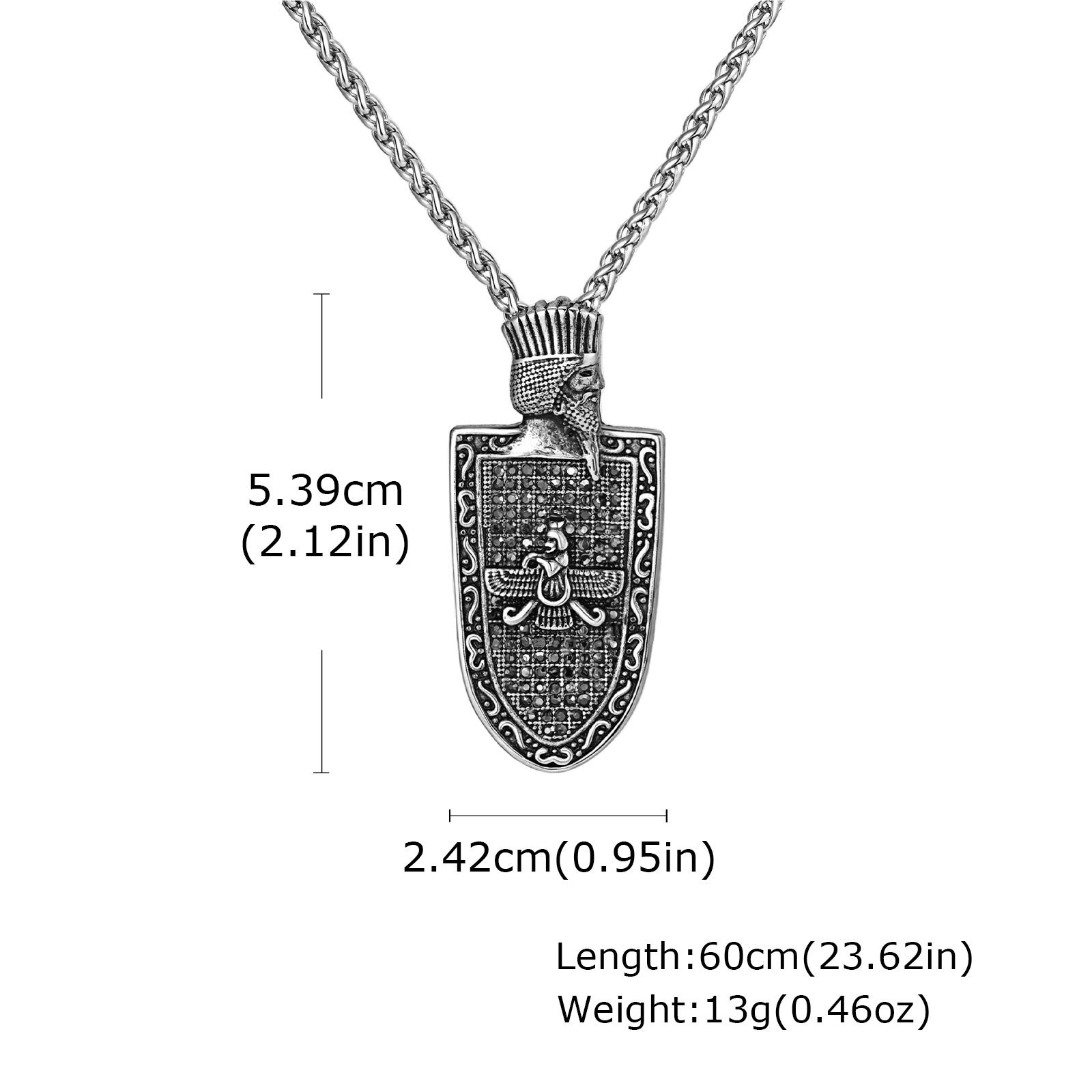 

Vintage Zoroastrian Fire Worship Geometric Stainless Steel Pendant Necklace Trendy Punk Style for Men Religious Jewelry 50cm