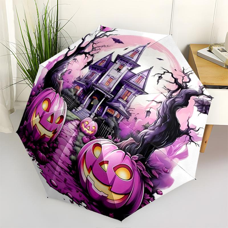 

1pc Purple Pumpkin Halloween Automatic Opening and Closing Umbrella - Suitable for Various Occasions, Outdoor Activities, Lightweight and Durable