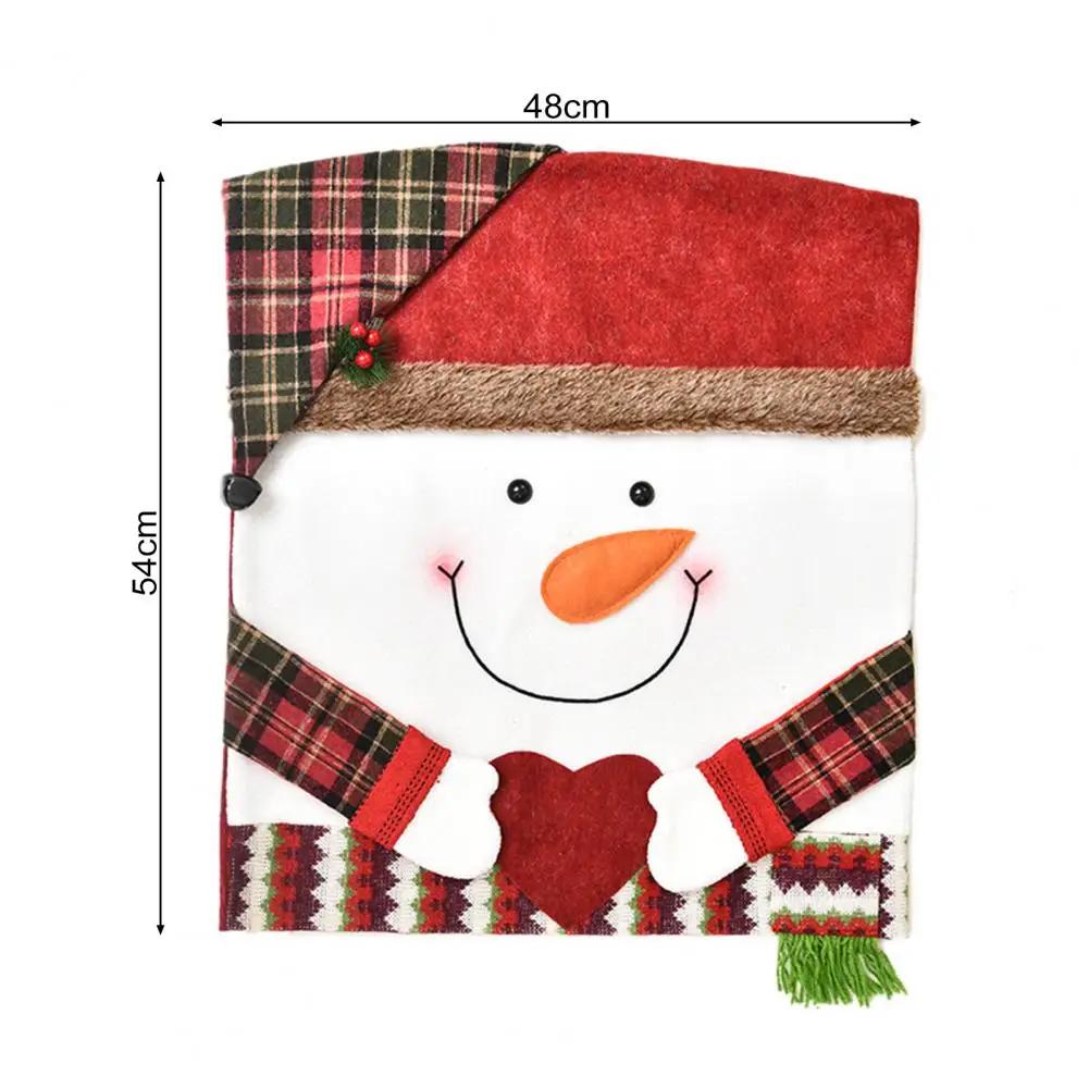 Christmas Chair Cover Santa Claus/Snowman/Reindeer Chair Slipcover Xmas Chair Back Cover Holiday Seat Cover Home Decoration