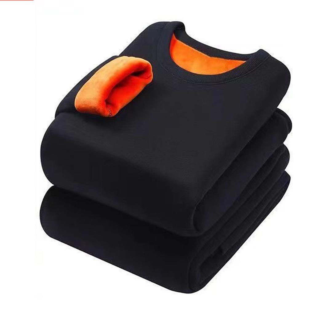 Men Winter Fleece Lined Cotton Thermal Long Johns Top Bottom Underwear Set