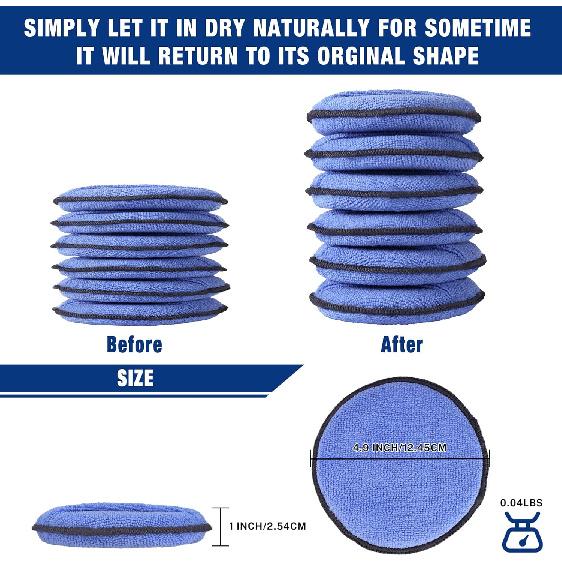 WORKPRO 12-Pack Car Wax Applicator Pads With Finger Pocket, Microfiber Soft Foam Polishing Pads For Car Detailing & Cleaning, Lint-Free, High