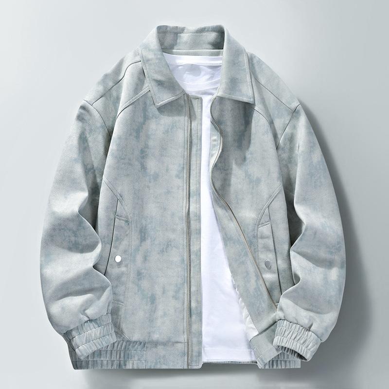 

Autumn New American Luxury Suede Jacket Men s Gradient Lapel Print Casual Coat Men s Fashion. 3XL серый