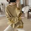 Youthful Plus Size Women's Striped Hoodie - Korean Style, Loose Slimming Fit, Long Sleeve Pullover for Spring and Autumn.