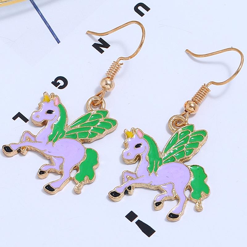 Korean Style Colorful Mermaid Earrings - Cute Drip Oil Animal Design