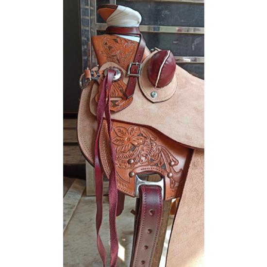 Rough Out Western Leather A Fork Wade Tree Roping Ranch Saddle
