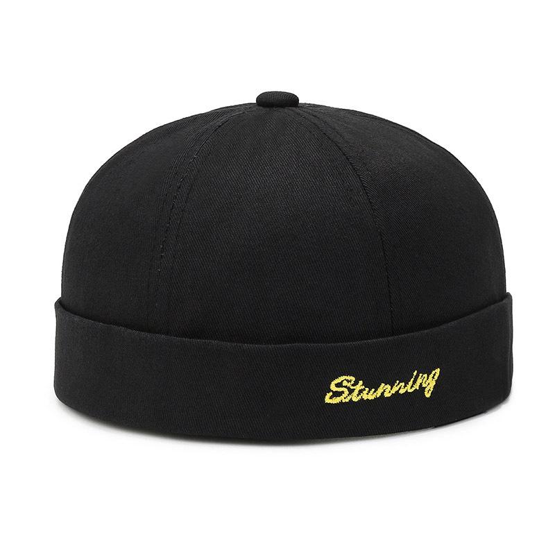 Hipster Embroidery Male and Female Couples Hip Hop Street Melon Fur Hat Spring and Autumn Personality Sailor Brimless Hat