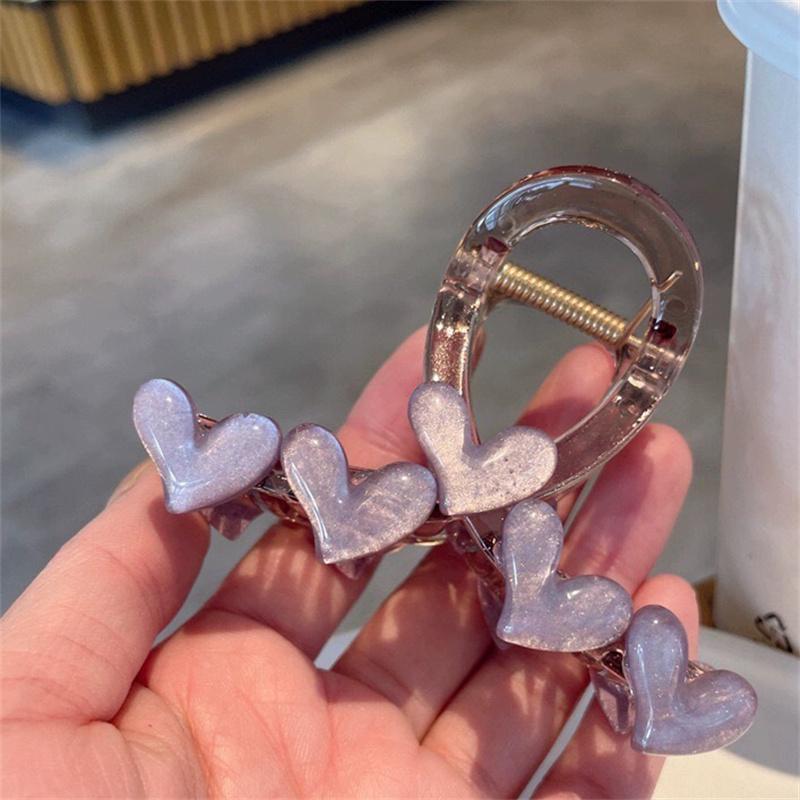 Elegant Sweet Heart Hair Claw For Women Girls Non Slip Strong Shark Clip  Summer Headdress Simple Hair Accessories