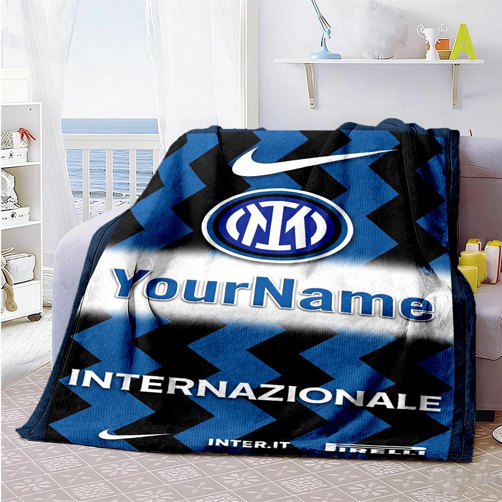 Inter Milan Personalized Name Blanket Cozy Personalized Blanket Warmthful Decor Throw For Sofa Chair Bed Livingroom Ideal for All Seasons