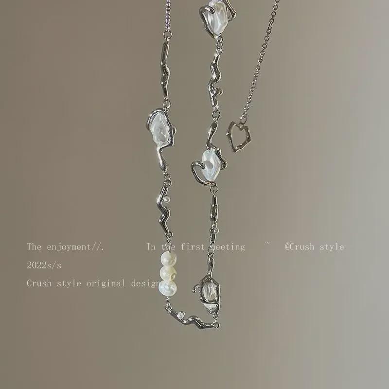 Unregelmäßige Perlen Spleißkette - Elegante und trendige Schlüsselbeinkette für Damen