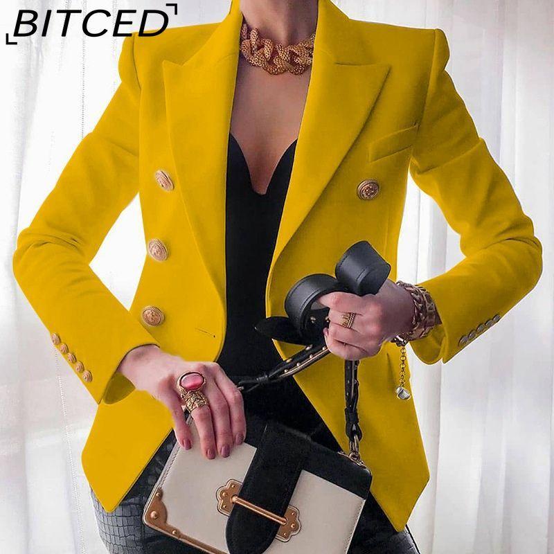 BITCED Women's Vintage Casual Lattice Print Autumn Winter Long Sleeve POLO Neck Jackets & Coats