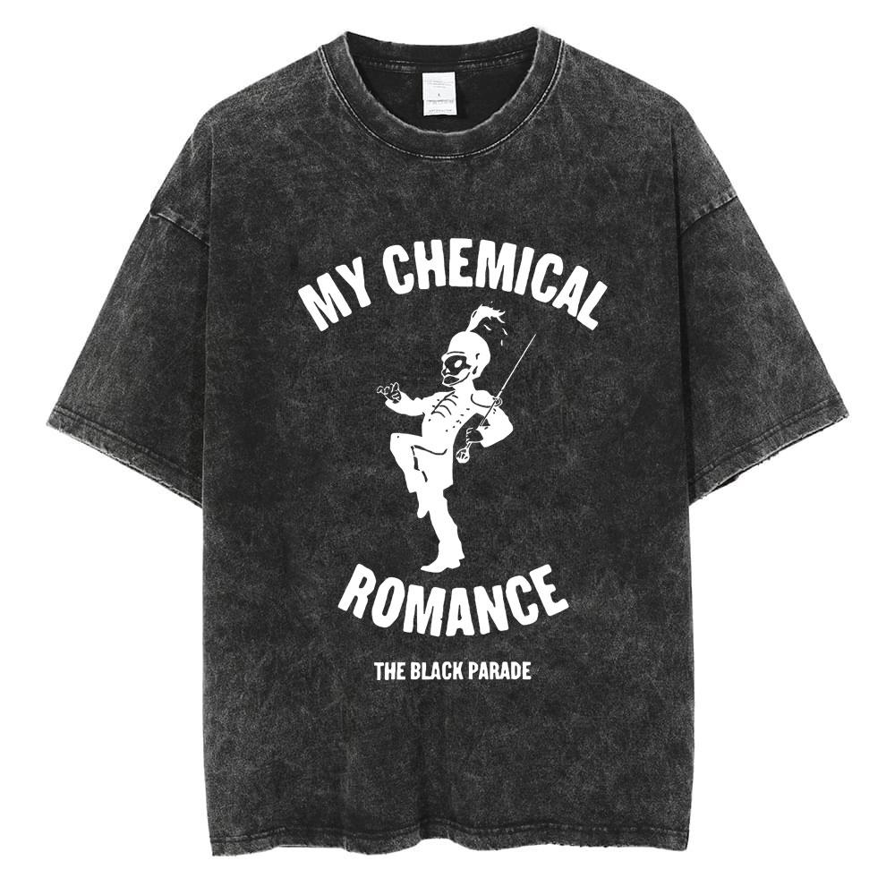 Rock Band My Chemical Romance Magliette Lavate The Black Parade Uomo Donna Punk Hip Hop Manica Corta Maglietta di Cotone Magliette Oversize