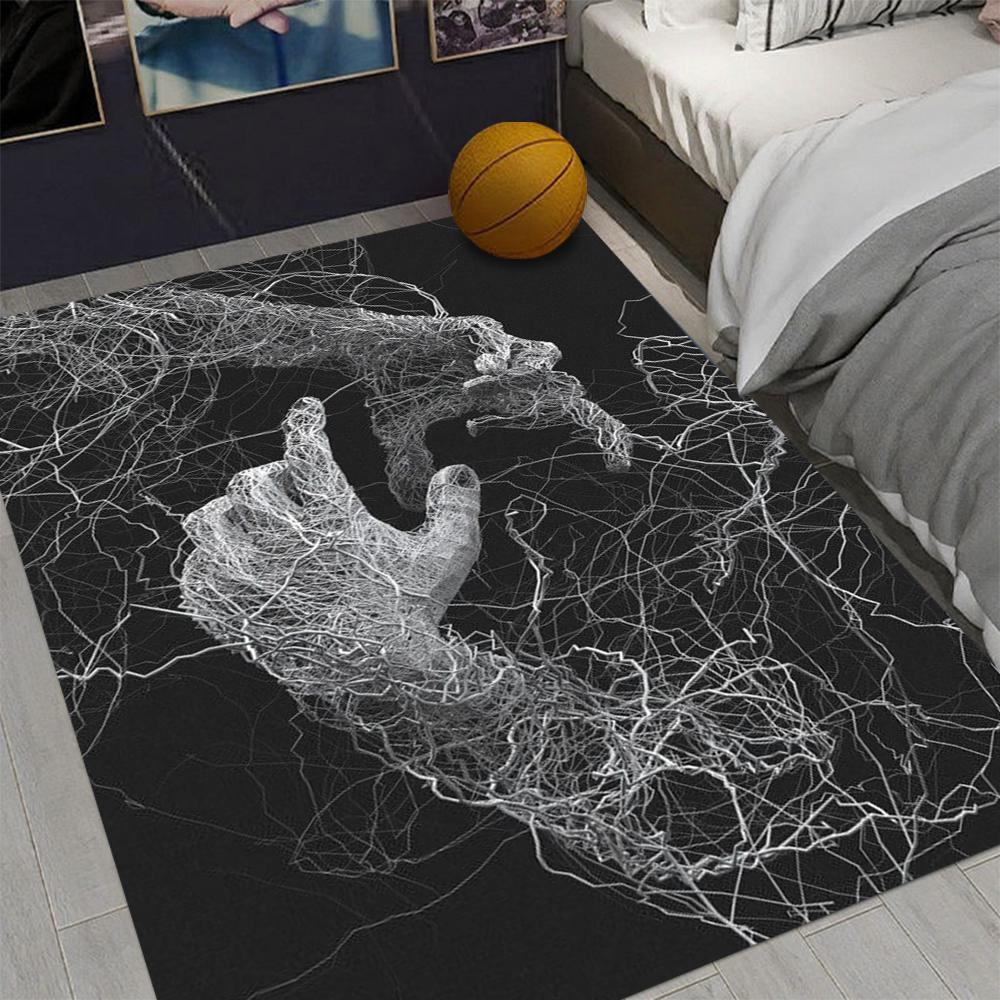 

2D Carbon Image Hand Reaching Out Art Area Rug for Living Room Bedroom Modern Decor Non Slip Floor Mat with Surreal Design 40X60CM