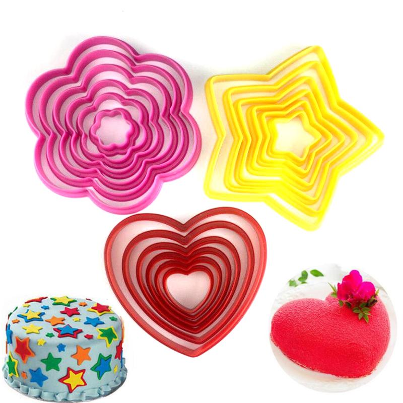 6Pcs/set Christmas Tree Cookie Cutter Stars Heart Flower Fondant Cake Biscuit Cutter Mold 3D Cake Decorating Tools Baking Moulds