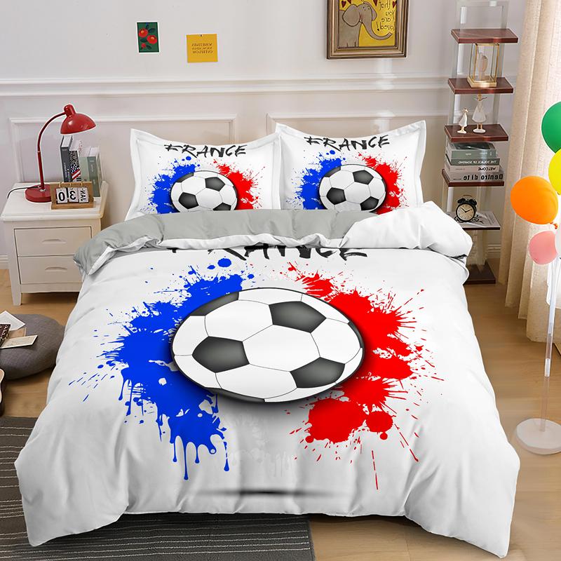 Football Duvet Cover Set Soccer Bedding Set For Boy Teen Microfiber Sports Theme Comforter Cover Soccer Ball Pattern Quilt Cover