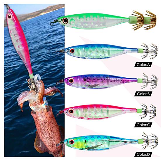 

100 мм / 9,5 г рыболовная приманка имитированная острый крючок 3D глаза светящийся кальмар джиг искусственная приманка для морской воды