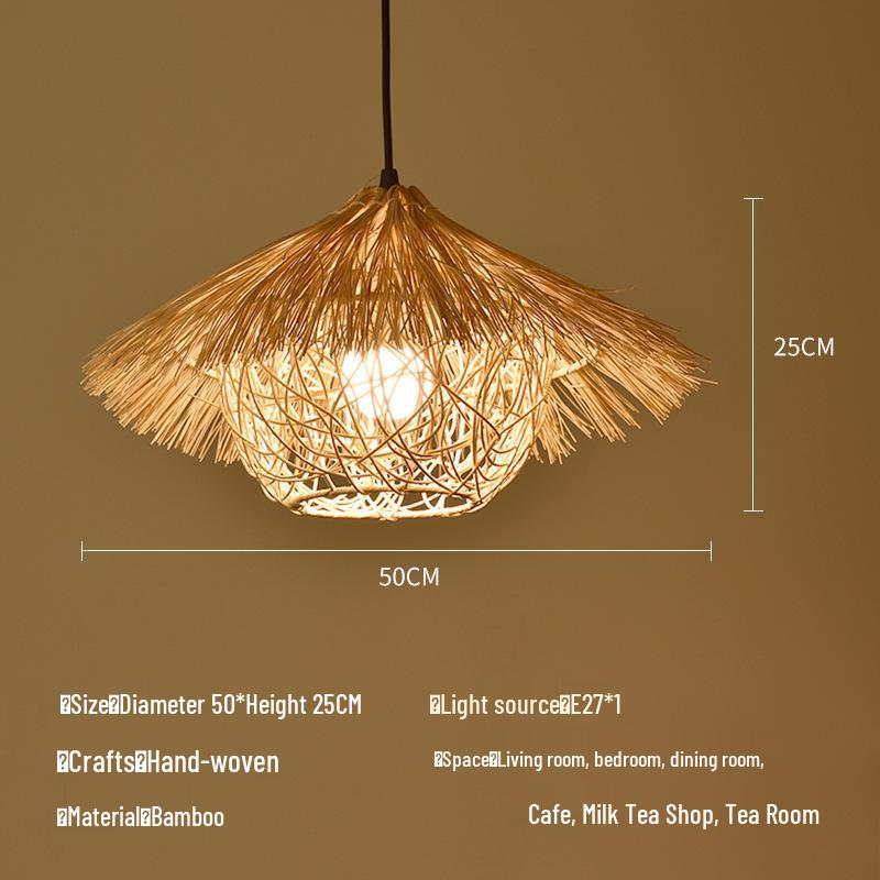 Zen Bamboo Pendant Lamp: Rattan Woven Japanese Tea Room Light