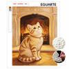5D Pearl Kit Pearl Cat Cozy Fireplace Design DIY Enamel Art for Living Room Bedroom Wall Decoration Handmade Gift