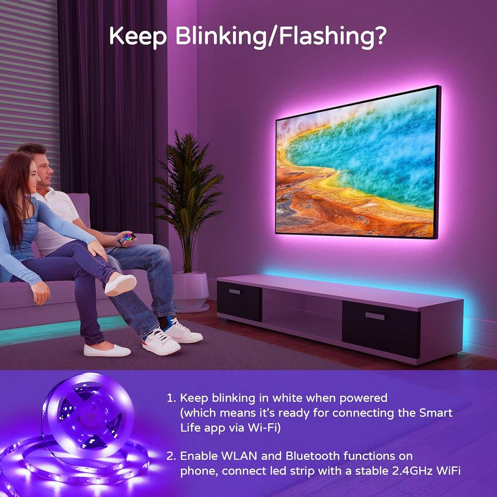LED Light for 85 Inch TV,19.4Ft USB Smart WiFi TV LED Backlight Sync with Music,RGBW 6500K Bias Lighting,Led Light Strip Compatible with Alexa for