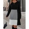 Women Dresses 2025 Autumn Winter Long Sleeve O-Neck Black Women Dress J898