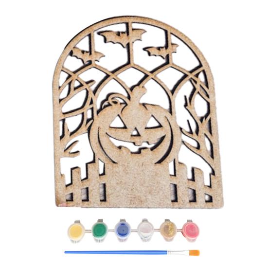 

Хэллоуин Деревянная Вырезка Необработанные Деревянные Поделки для Раскрашивания Вырезка Привидение Тыква Деревянные Спилы Набор для DIY для Взрослых Детей C