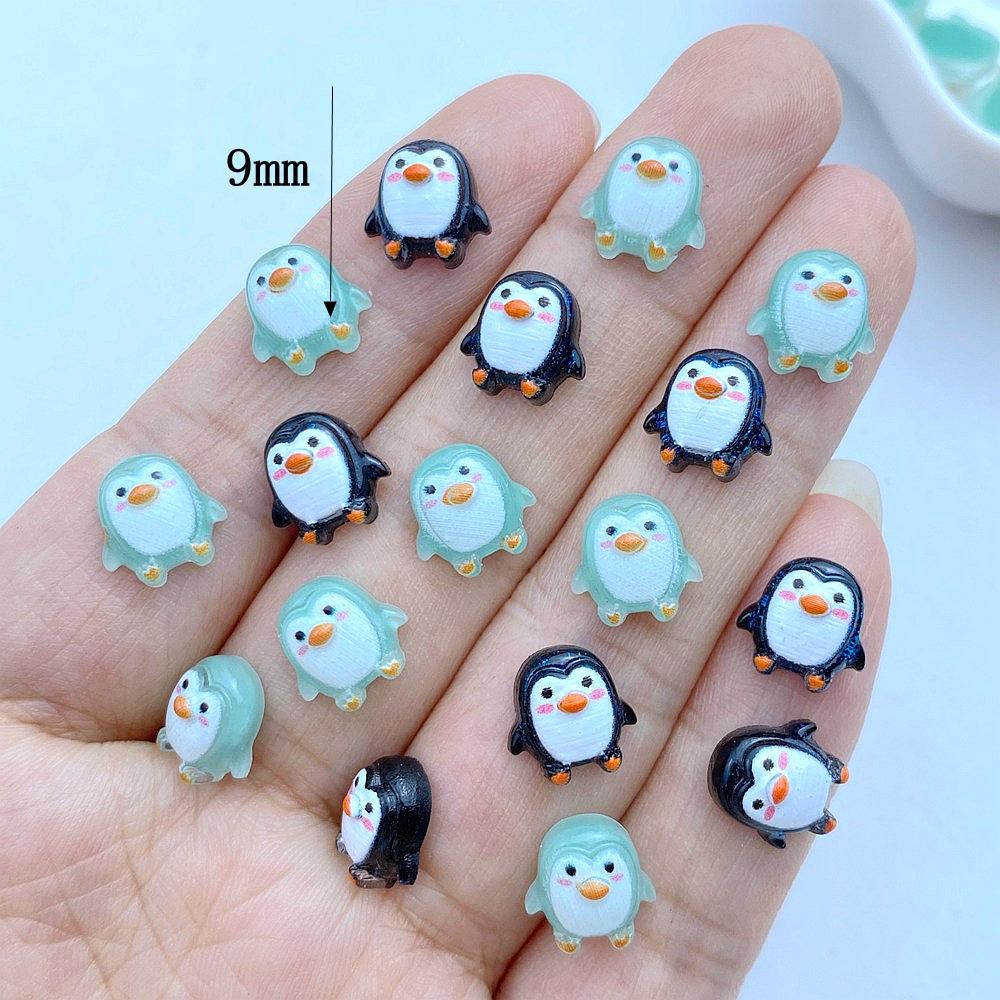 50Pcs New Cute Resin Mini 9mm Cartoon Penguin Series Flat Back Manicure Parts Embellishments For Hair Bows Accessories