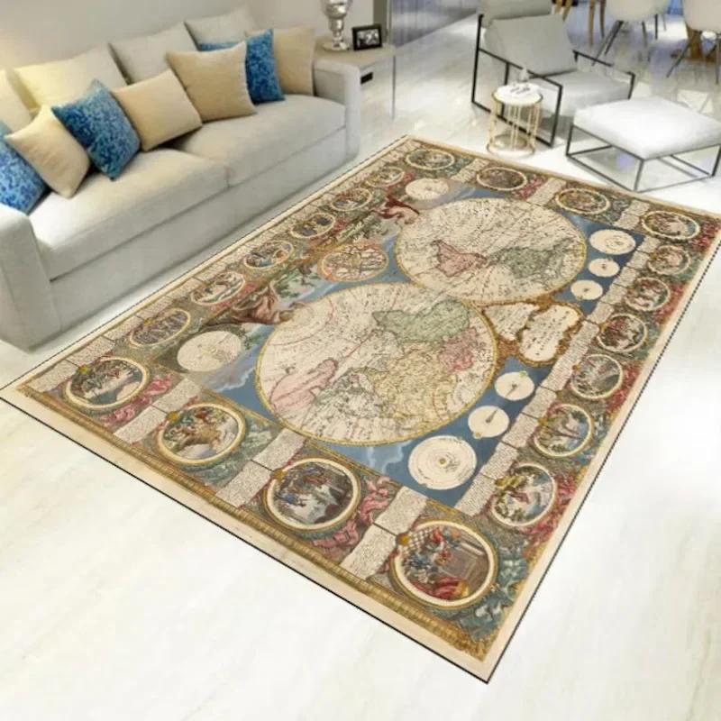 Map Pattern Carpets For Living Room Decoration Pirate Treasure Halloween Home Office Decorative Rugs Kitchen Bedroom Floor Mat