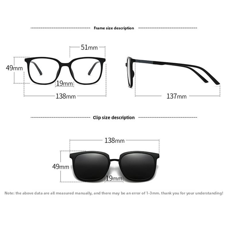 2 In 1 Magnetic Multi-Functional Night Vision Driving Sunglasses Magnetic Clip-On Lens Myopia Frames Sun Protection