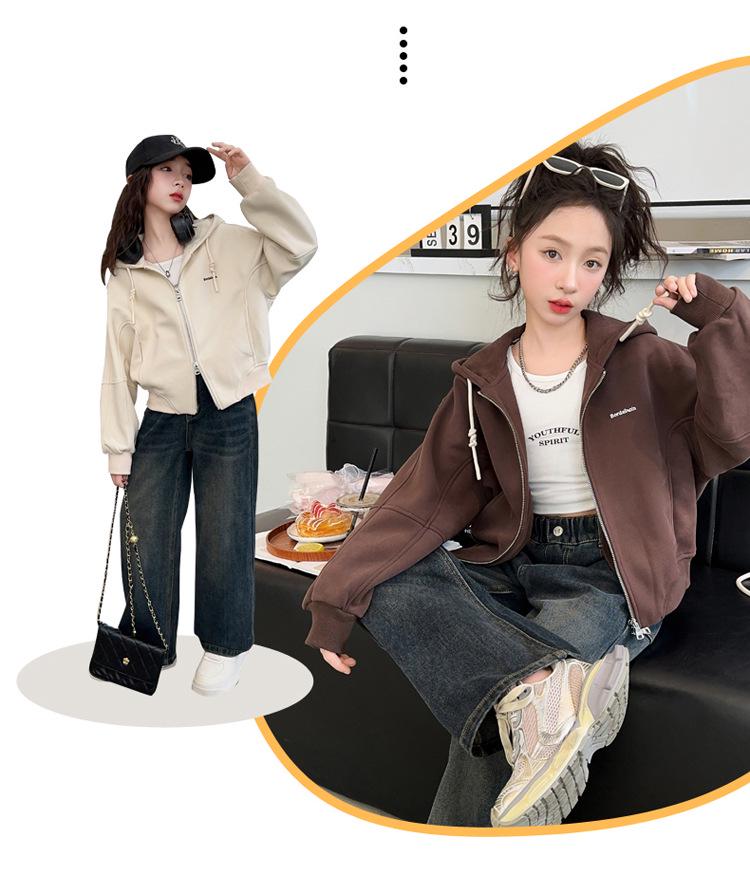 Spring 2025 Girls' Fashion Sweatshirt Jacket - Stylish Children's Top for Spring & Autumn