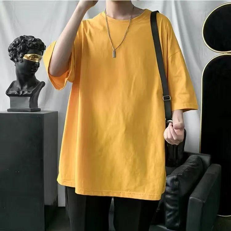 Summer Solid Color Breathable T-shirt Short Sleeve Men's Half Sleeve Versatile Plus Size Loose Comfortable Soft Top