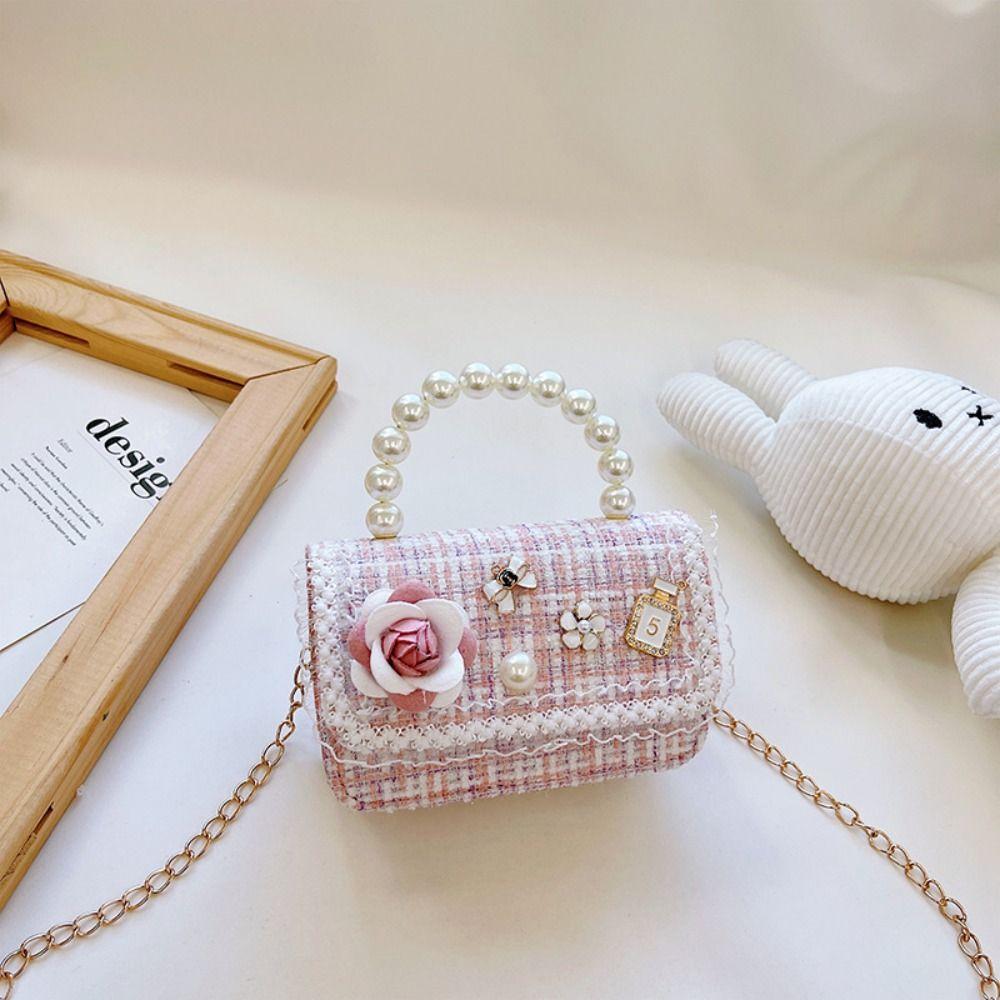 Mini Small Square Bag Flower Decoration Shoulder Bag Fashion Kid's Handbag  Girls