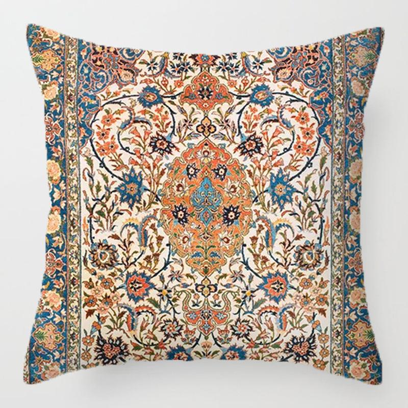 Bohemian ethnic style throw pillow retro printing sofa bed home decoration cushion short velvet pillow