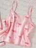 Satin-Pyjama-Set für Mädchen, 4-teilig, mit Schleifenmuster, Nachtwäsche, Bademantel, Cami-Top, Shorts, Hose, 8-12 Jahre, Kinder, Weiches Nachthemd-Set für Schlafzimmer, Geburtstagsgeschenk