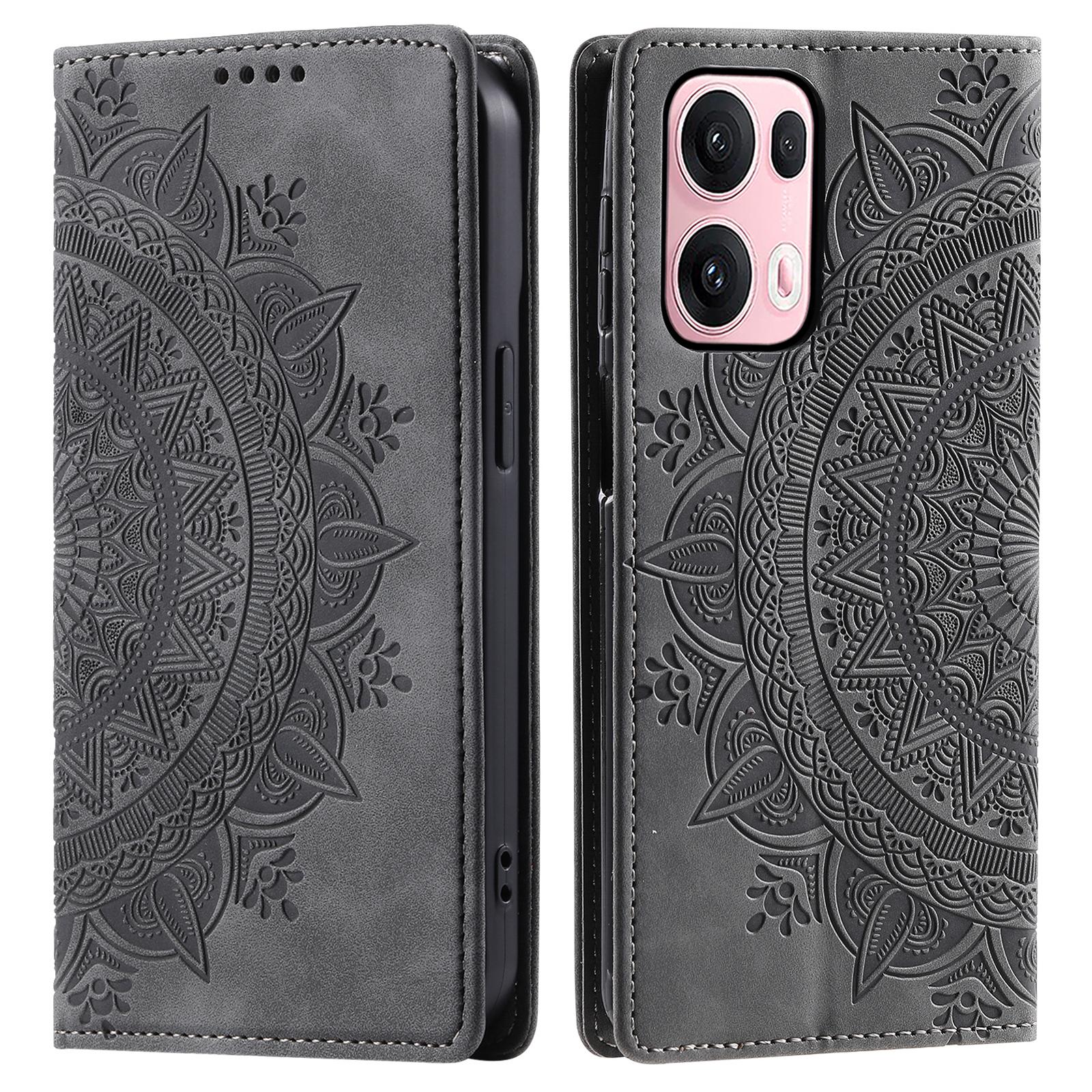 

Style-010 For Oppo Reno13 Pro 5G Case Magnetic Closing Leather Phone Cover Pattern Imprinted Grey
