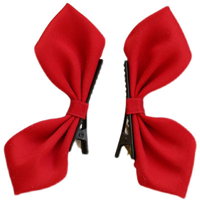 Korean Style 3D Bunny Ear Hair Clip for Baby Girls - Red Princess Bow Accessory