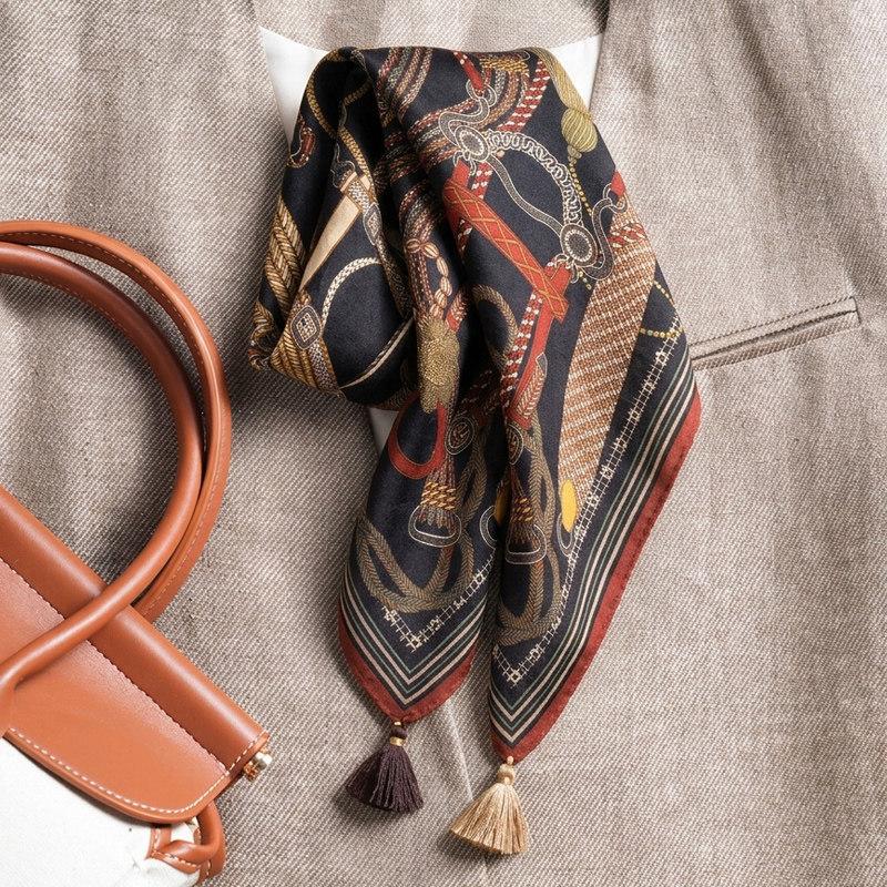 New 71 polka dot small square scarf silk scarf women's Korean velvet double-sided hanging ear neck protection small scarf scarf shawl